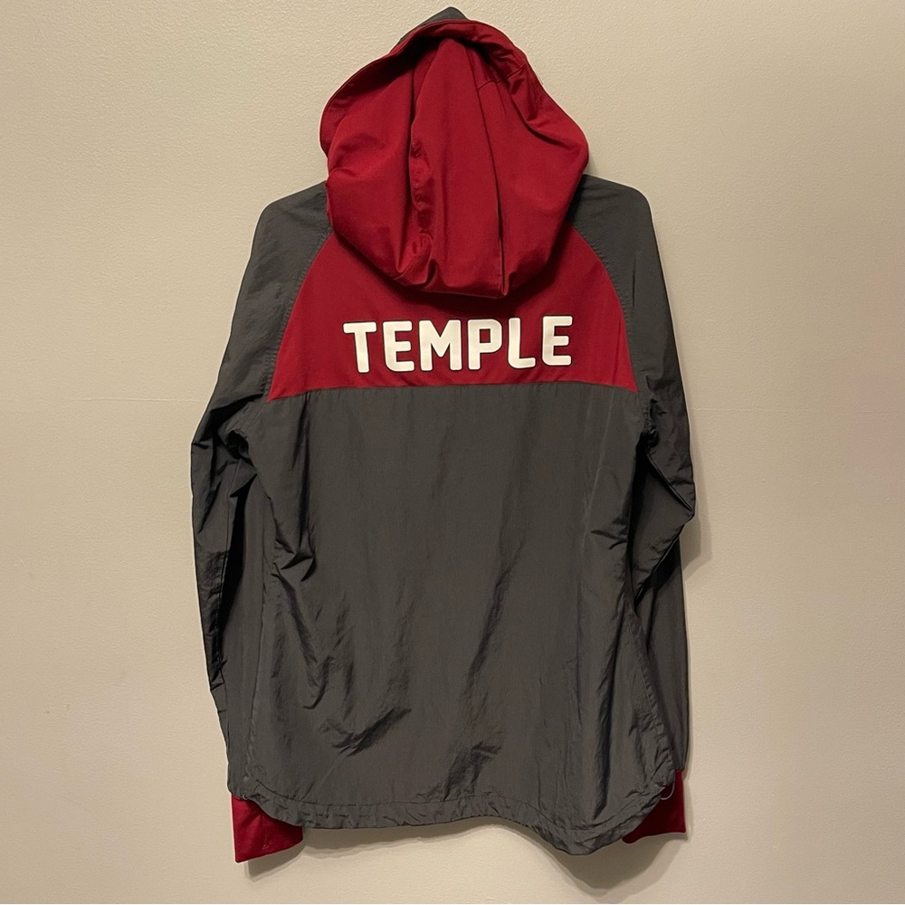 Temple University Owls Windbreaker Hooded Size Large Gray